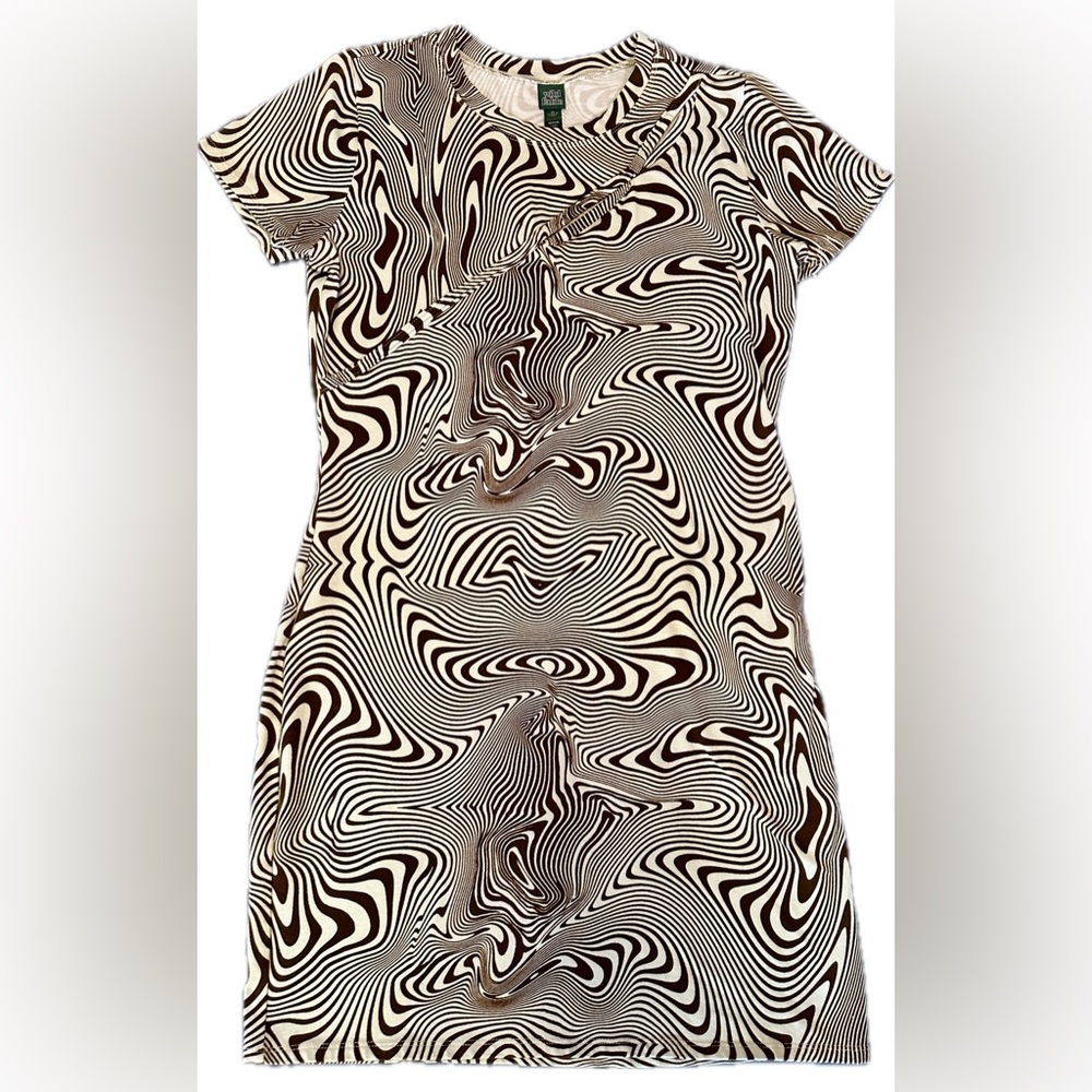 Wild Fable Brown & White Retro Print Tshirt Dress- Like New!